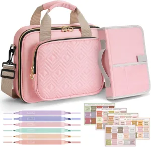 Bible Cover Case for Women with No Bleed Highlighters Pens and Bible Tabs, Large Bible Bag Case with Add-On Book Cover, Bible Study Supplies Bible Journaling Kit
