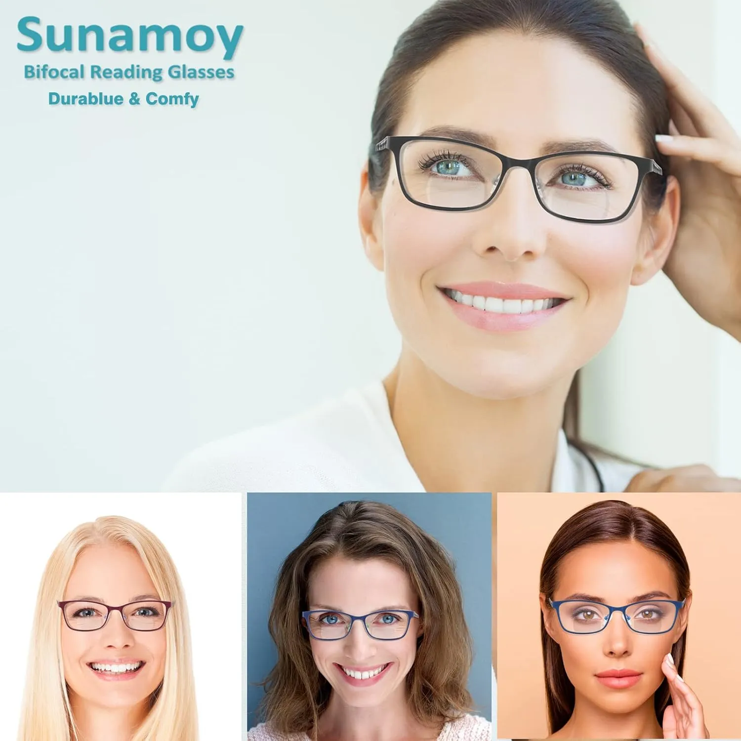 Bifocal Reading Glasses Women Blue Light Computer Reader Fashion Clear Top Cateye Ladies Designer Stylish Eyeglasses