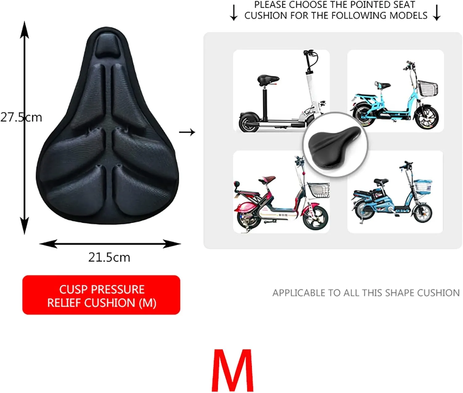 Bike Seat Cover, Bike Seat Cushion for Men & Women, 3D Air Shock Absorbing Bicycle Seat Cover for Indoor & Outdoor Bike Seat with Adjustable Velcro Secure Ease of Installation