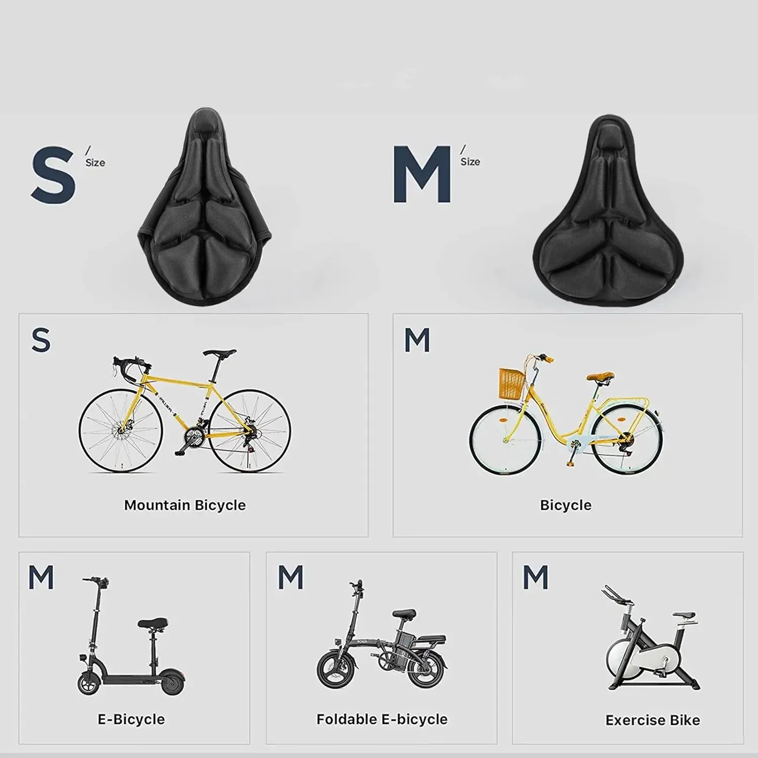 Bike Seat Cover, Bike Seat Cushion for Men & Women, 3D Air Shock Absorbing Bicycle Seat Cover for Indoor & Outdoor Bike Seat with Adjustable Velcro Secure Ease of Installation