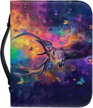 Biyejit PU Leather Bible Cover for Men Women Boys Girls Church Bag Bible Study Bible Case with Handle and Zipper
