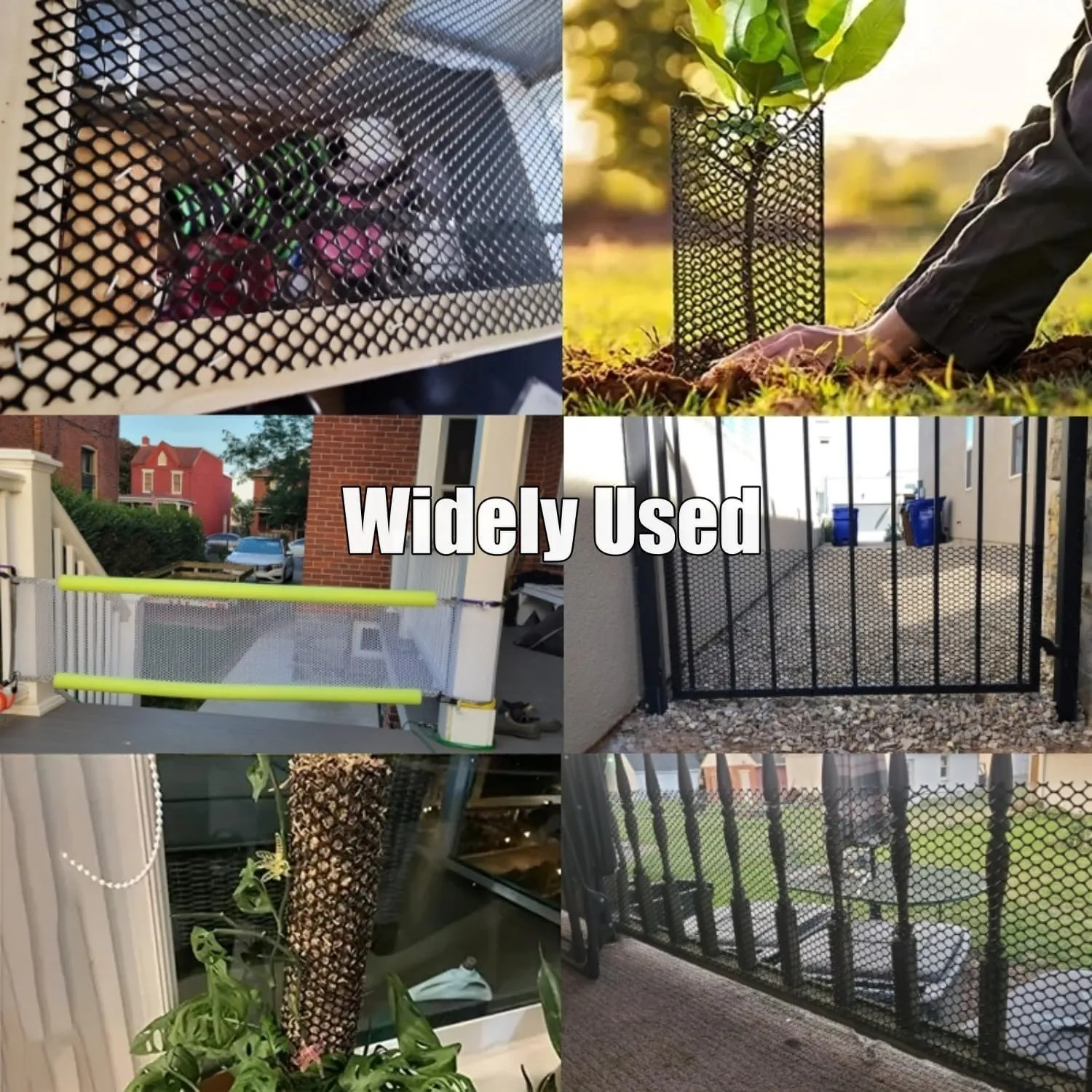 Black Plastic Wire Mesh Fence Roll, GENNIZZ 15.7IN x 50FT Plastic Chicken Wire Mesh Fencing Netting Barrier for Garden Chicken Puppy Rabbit