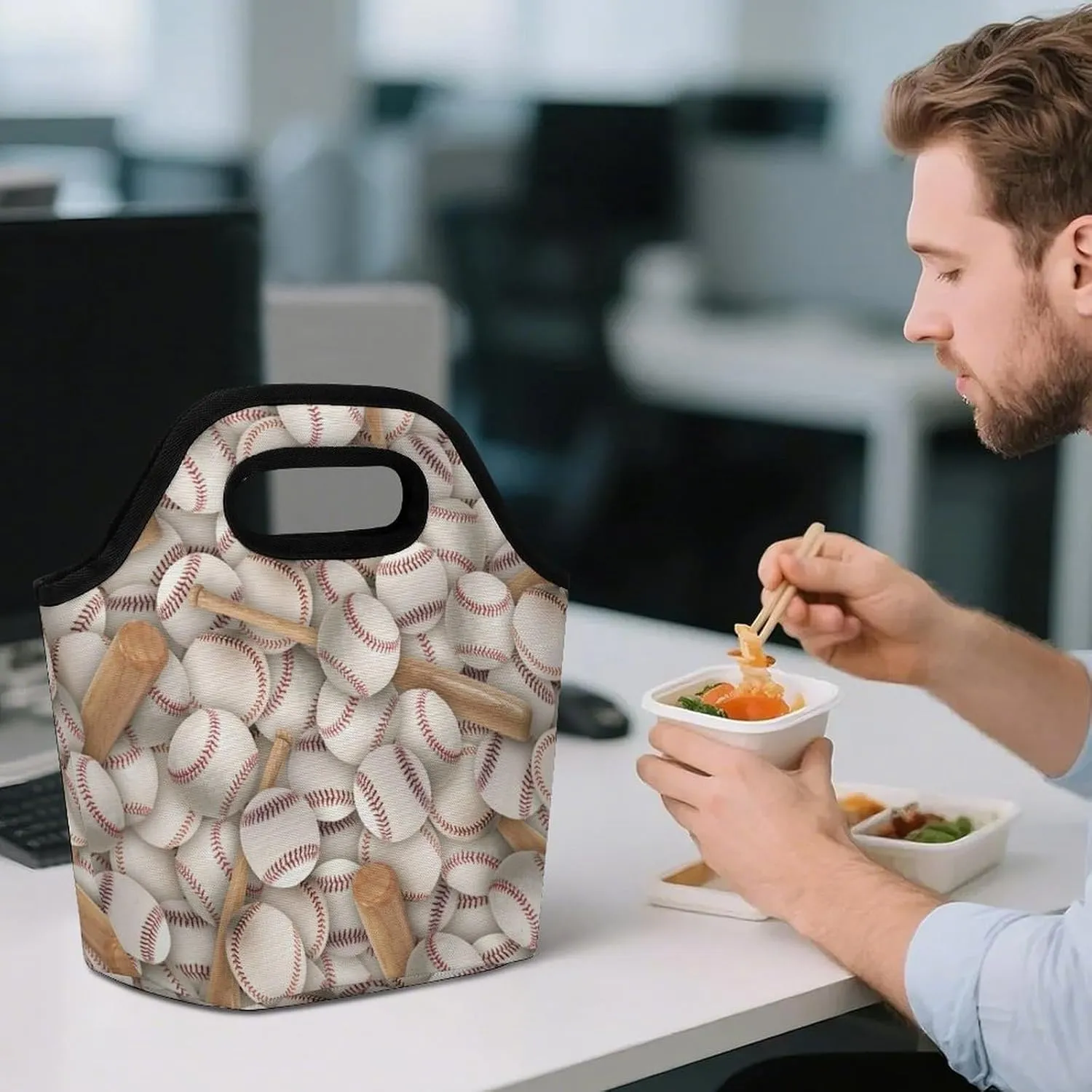 Black Retro Portable Portable Dining Bag, Large Capacity Dining Bag