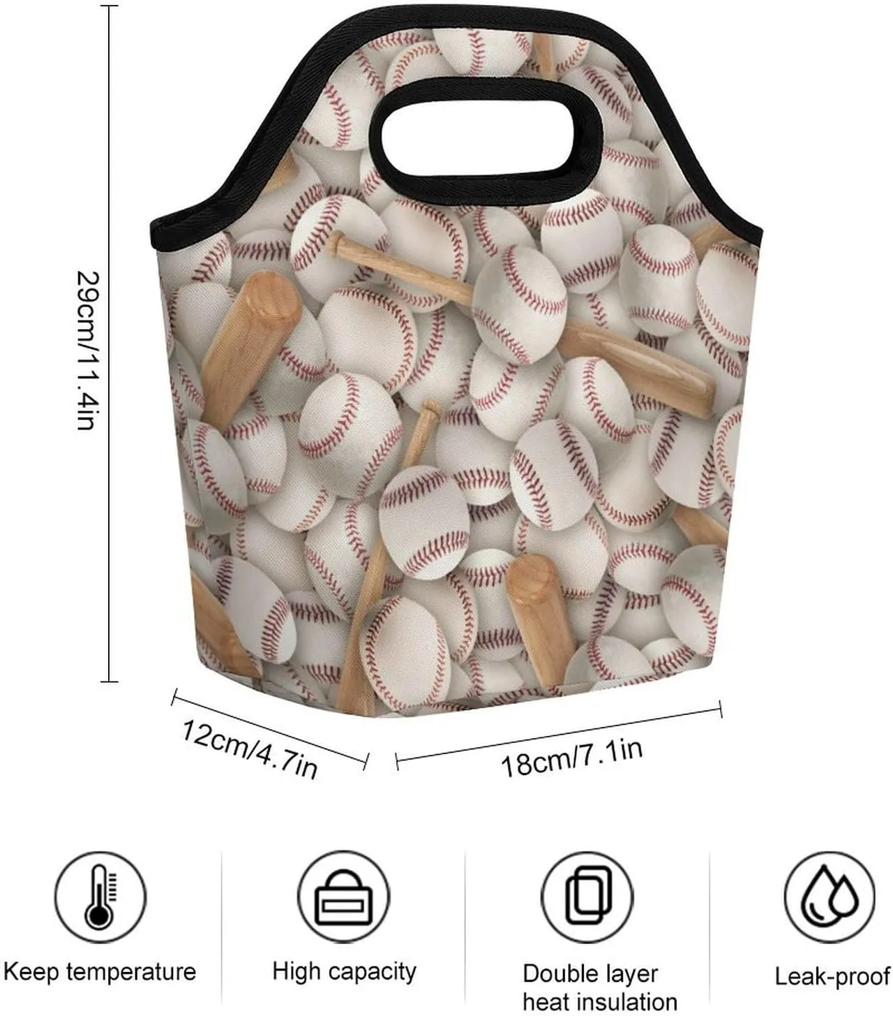 Black Retro Portable Portable Dining Bag, Large Capacity Dining Bag