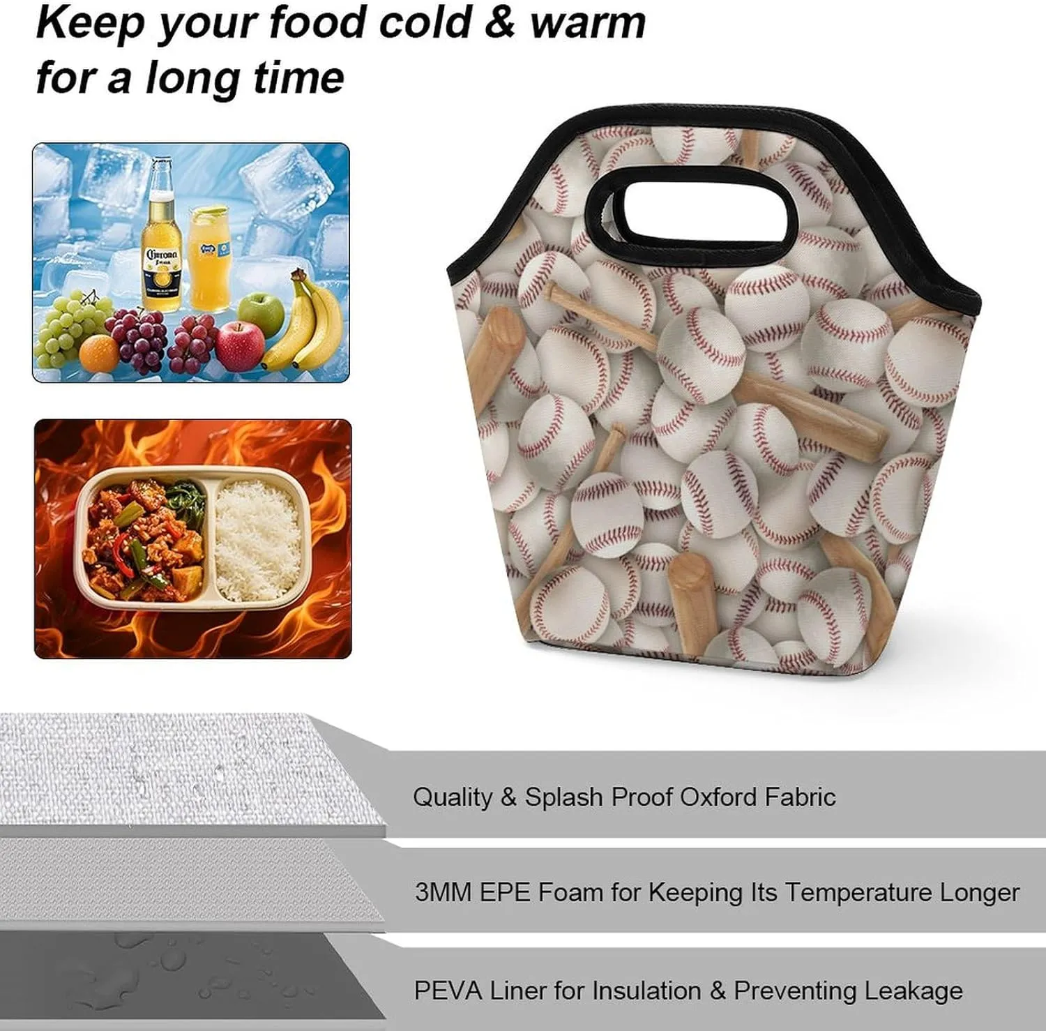 Black Retro Portable Portable Dining Bag, Large Capacity Dining Bag