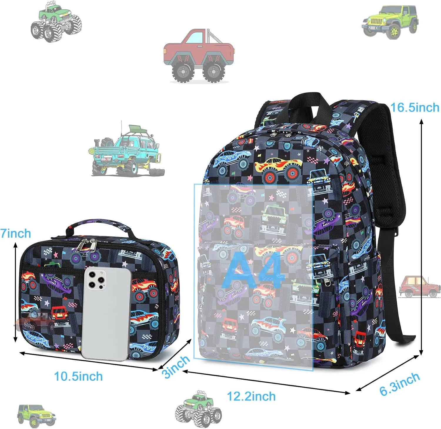 Bluboon Preschool Backpack Kids Kindergarten Backpack With Lunch Box School Book Bags for Elementary Primary Schooler