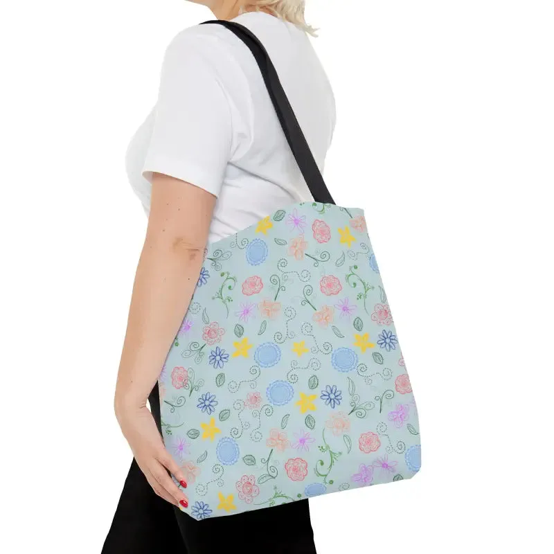 Blue Floral Pattern Tote Bag for Summer Fun