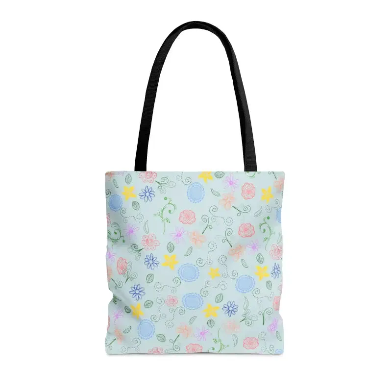 Blue Floral Pattern Tote Bag for Summer Fun