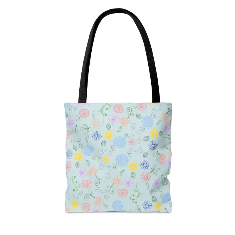 Blue Floral Pattern Tote Bag for Summer Fun