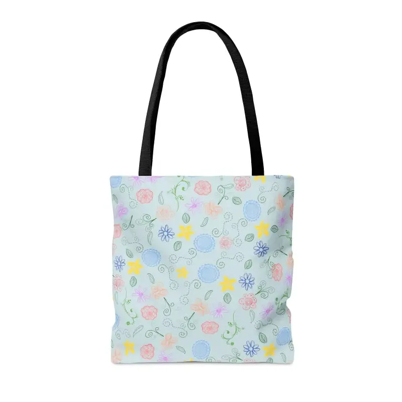 Blue Floral Pattern Tote Bag for Summer Fun