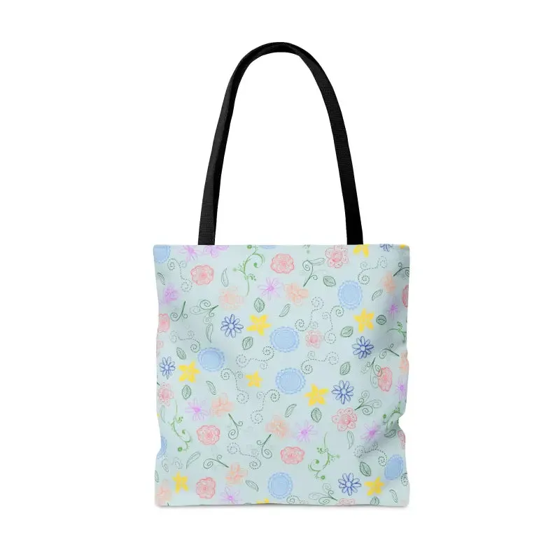 Blue Floral Pattern Tote Bag for Summer Fun