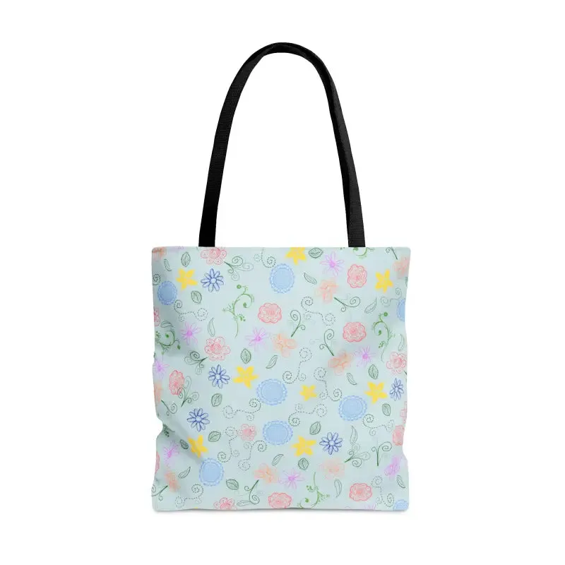 Blue Floral Pattern Tote Bag for Summer Fun
