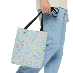 Blue Floral Pattern Tote Bag for Summer Fun