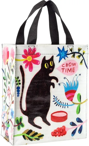 Blue Q Handy Tote ~ Kitty Says it's Chow Time. Reusable lunch sack, gift bag, sturdy and easy to clean, made from 95% recycled material, 10"h x 8.5"w x 4.5"d