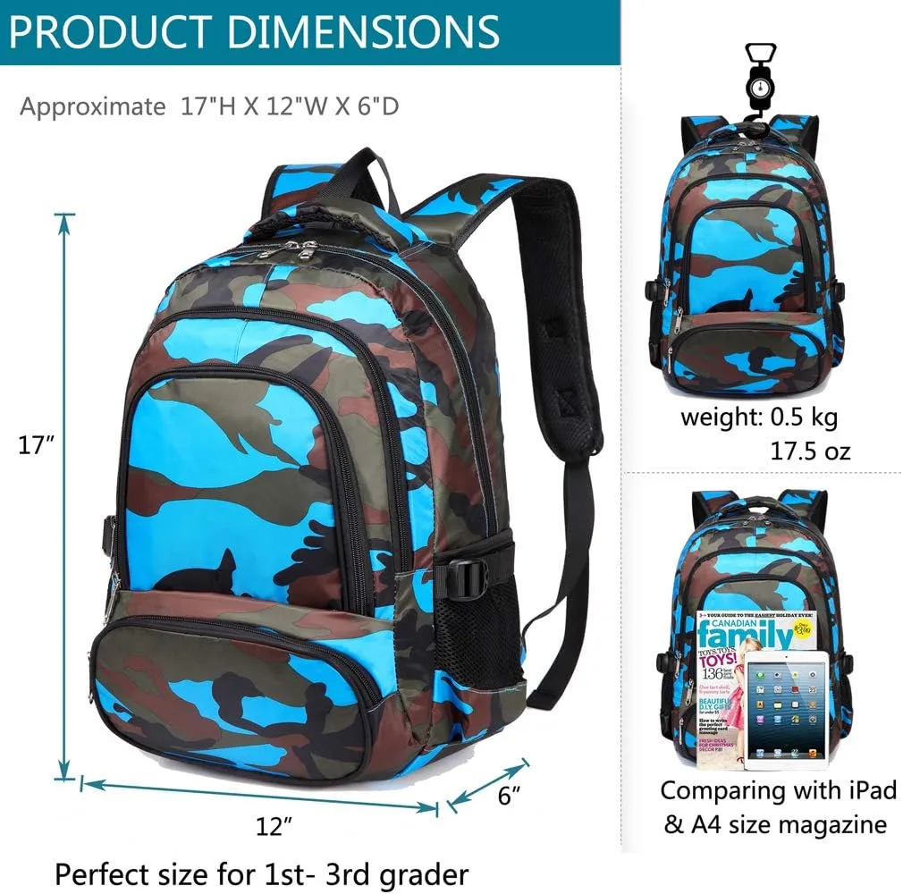 BLUEFAIRY Kids Backpacks for Boys Girls Elementary Primary Middle School Bookbags Back to School Bags for Childs Age 6-8 Mochilas Escolares para Niños Niñas 17 Inch Black/Blue