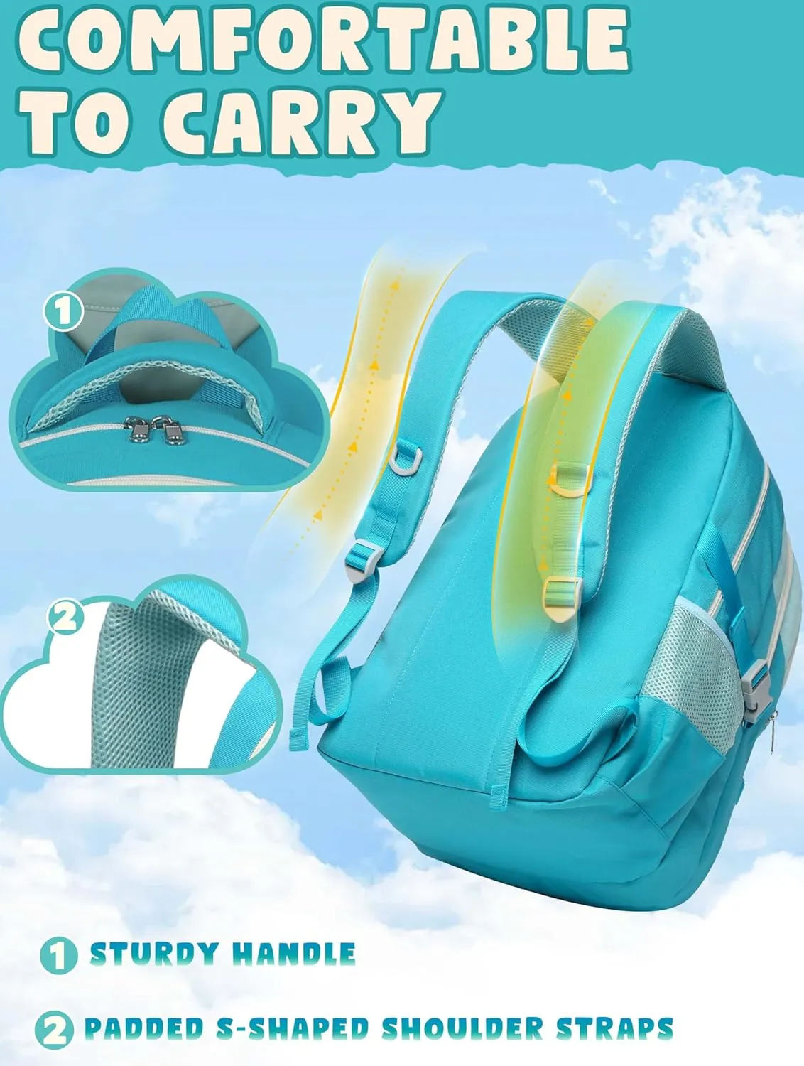 BLUEFAIRY Middle High School Backpack for Boys Girls Large Bookbag with Laptop Compartment Back to School Book Bags for Teens Teenagers Mochilas Escolares para Niños Niñas (Blue/Light Blue, Solid)