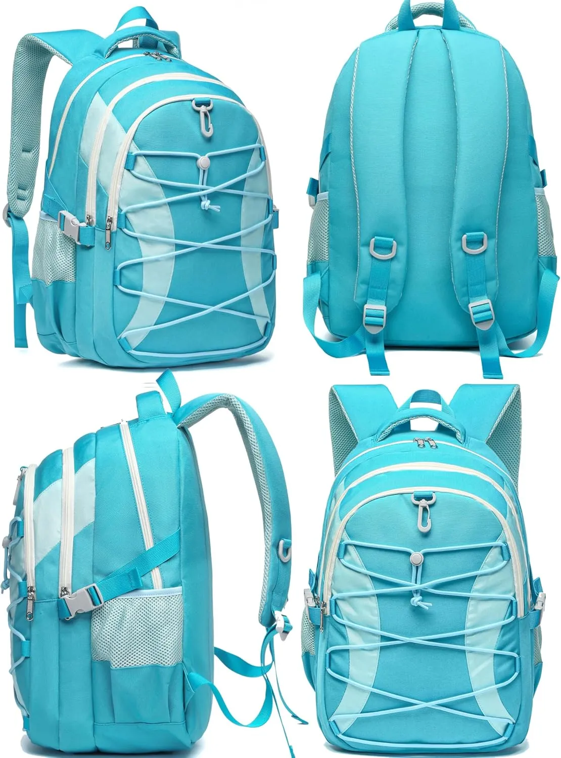 BLUEFAIRY Middle High School Backpack for Boys Girls Large Bookbag with Laptop Compartment Back to School Book Bags for Teens Teenagers Mochilas Escolares para Niños Niñas (Blue/Light Blue, Solid)