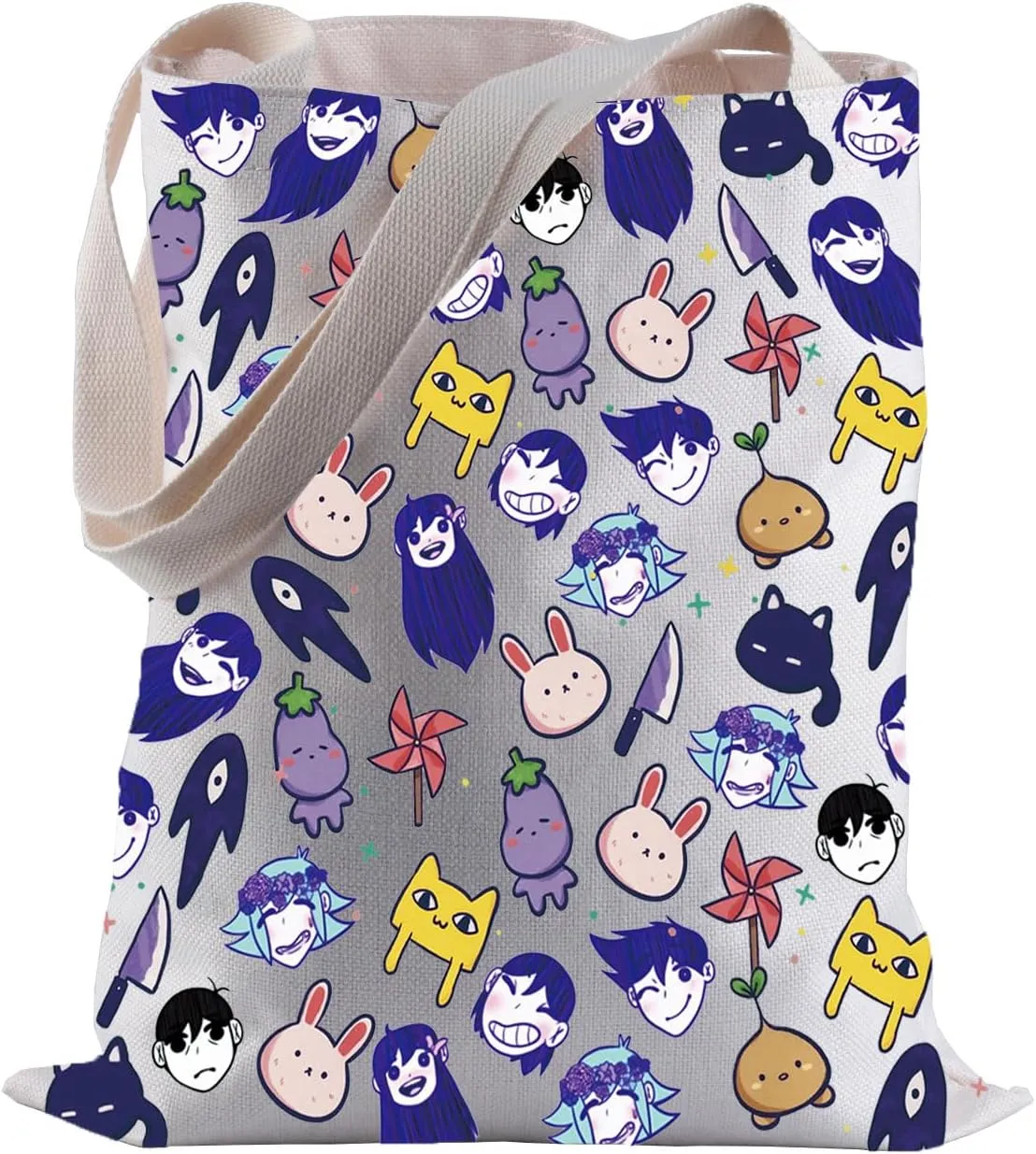 BLUPARK Anime Lover Gift Pixel Style Video Game Tote Bag for Psychological Horror Games Fans