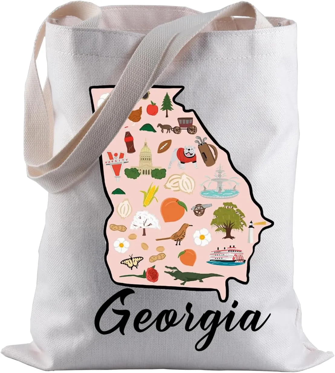 BLUPARK Georgian Map Tote Bag - Atlanta Georgia Travel & Shopping Bag - Georgia Pride Gift