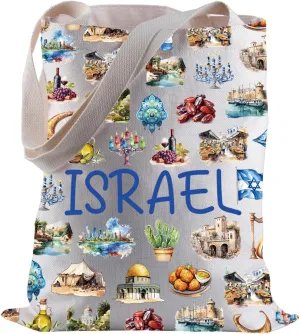 BLUPARK Israel Shopping Bag Israel Travel Gift Israel Souvenir Gift Israel Flag Shopping Bag Israel Food Lovers Gift