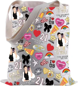 BLUPARK Pop Singer Inspired Tote Bag Song Lyrics Gift All I Feel Is Free Shopping Bag for Fans
