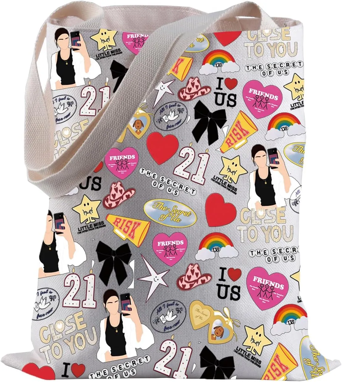 BLUPARK Pop Singer Inspired Tote Bag Song Lyrics Gift All I Feel Is Free Shopping Bag for Fans
