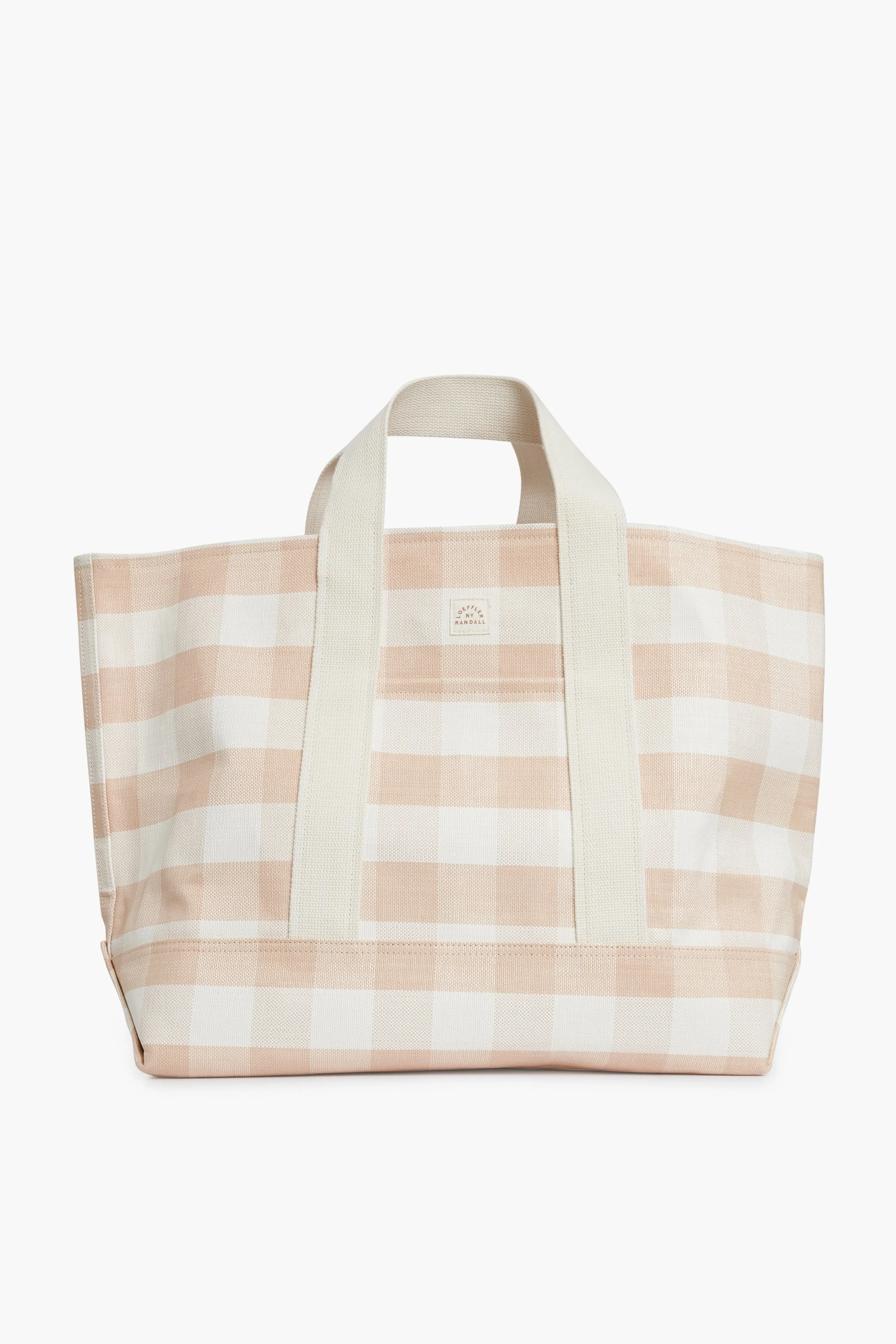 Blush Gingham Bodie Woven Leather Oversized Open Tote