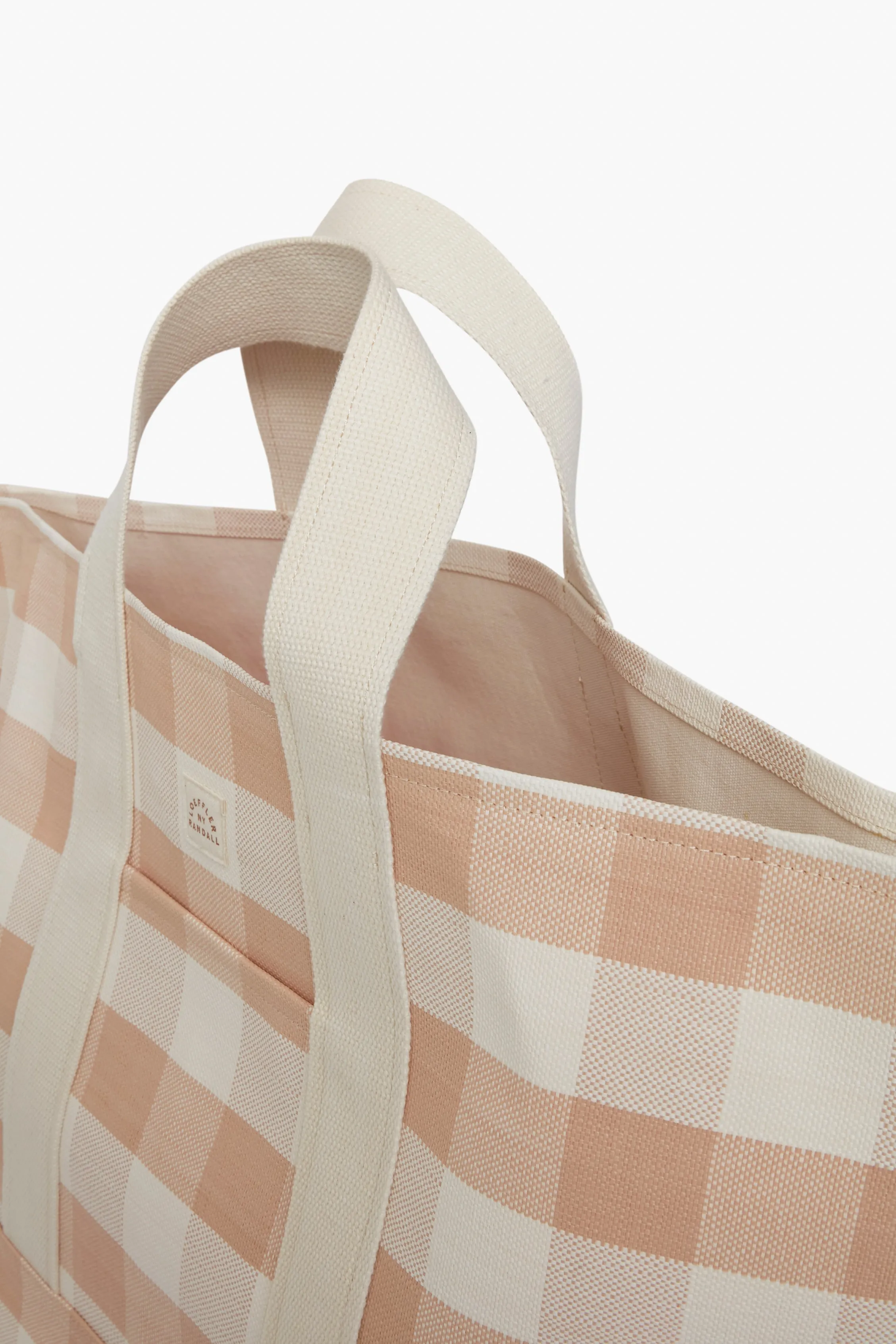 Blush Gingham Bodie Woven Leather Oversized Open Tote