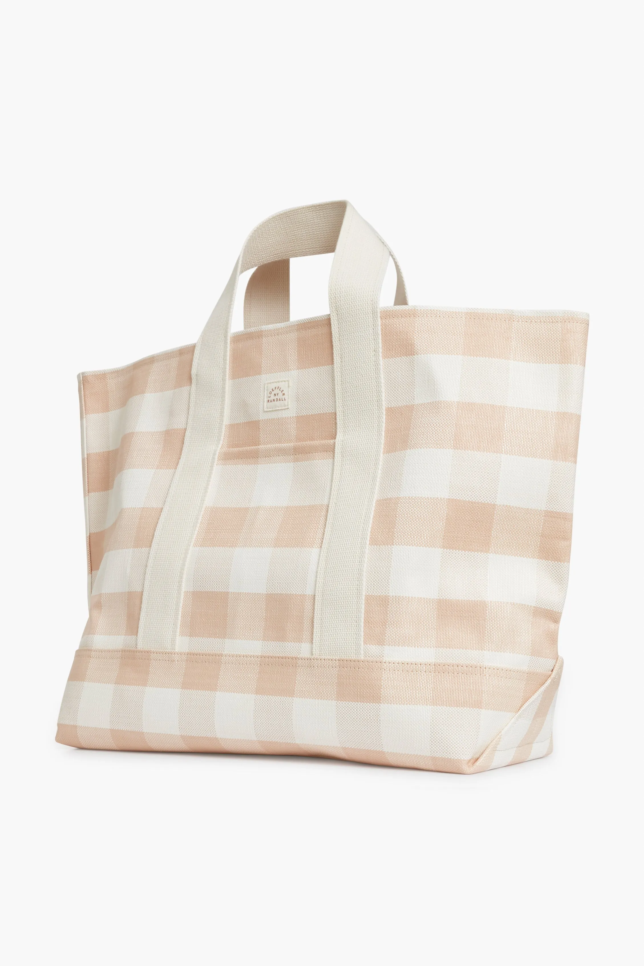 Blush Gingham Bodie Woven Leather Oversized Open Tote