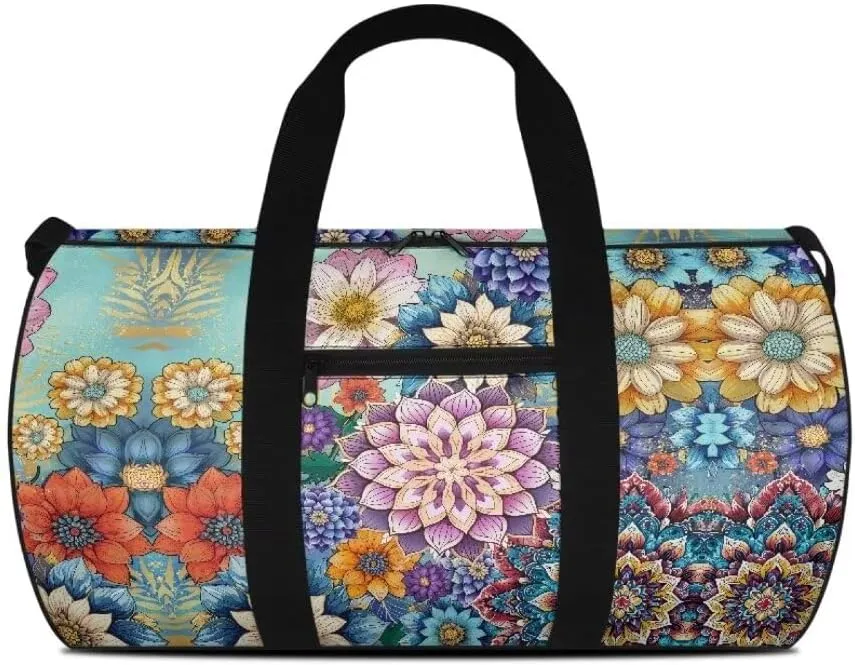 Boatee Hippie Flower Duffel Bag for Women Travel Bag Large Duffle Bag Portable Weekender Handbag Lightweight Luggage Hand Bag Foldie Travel Bag Expandable Hospital Purse for Labor and Delivery