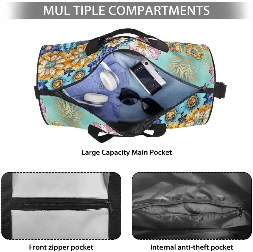 Boatee Hippie Flower Duffel Bag for Women Travel Bag Large Duffle Bag Portable Weekender Handbag Lightweight Luggage Hand Bag Foldie Travel Bag Expandable Hospital Purse for Labor and Delivery