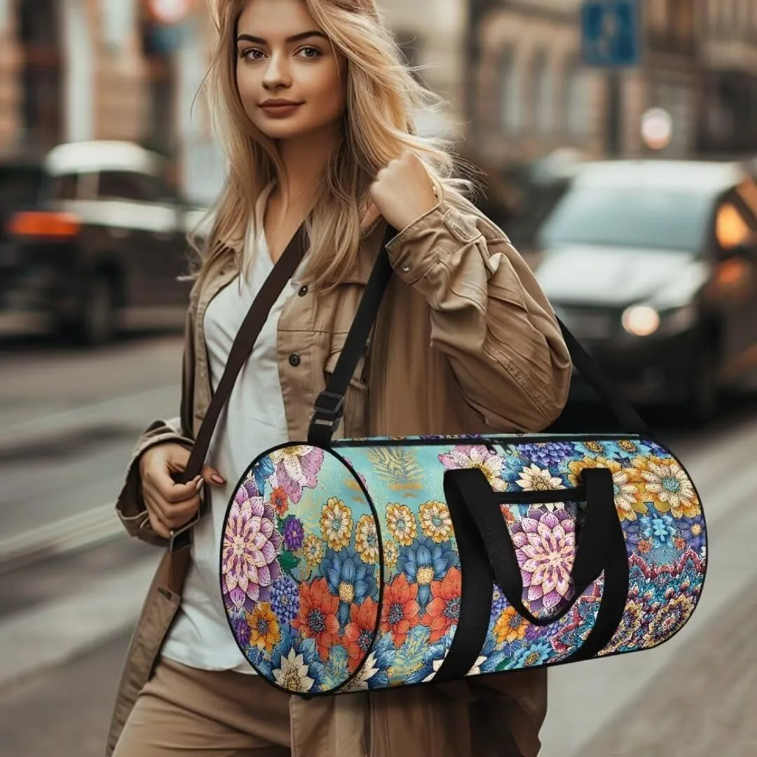 Boatee Hippie Flower Duffel Bag for Women Travel Bag Large Duffle Bag Portable Weekender Handbag Lightweight Luggage Hand Bag Foldie Travel Bag Expandable Hospital Purse for Labor and Delivery