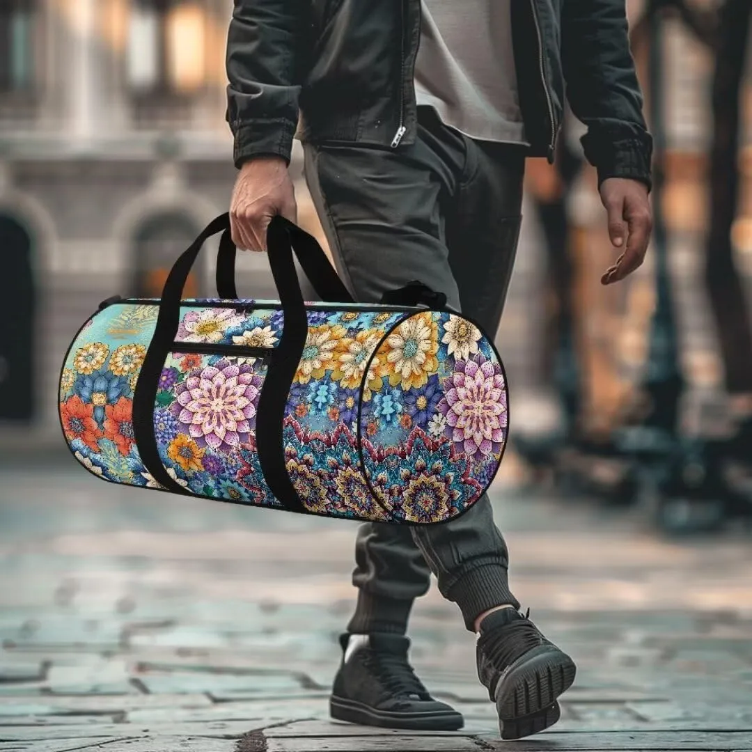 Boatee Hippie Flower Duffel Bag for Women Travel Bag Large Duffle Bag Portable Weekender Handbag Lightweight Luggage Hand Bag Foldie Travel Bag Expandable Hospital Purse for Labor and Delivery