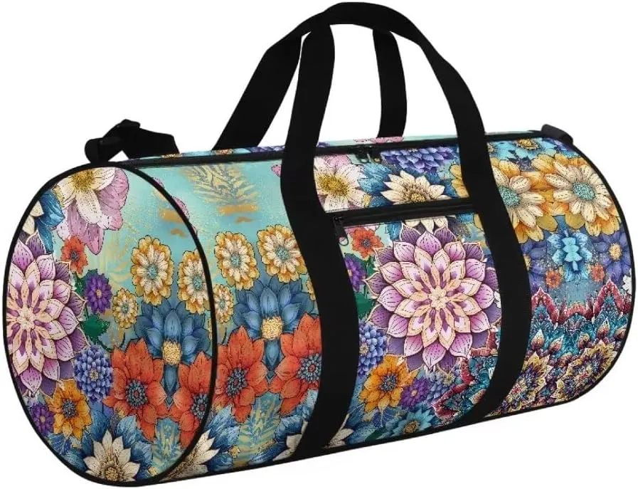 Boatee Hippie Flower Duffel Bag for Women Travel Bag Large Duffle Bag Portable Weekender Handbag Lightweight Luggage Hand Bag Foldie Travel Bag Expandable Hospital Purse for Labor and Delivery