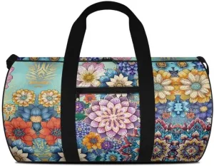 Boatee Hippie Flower Duffel Bag for Women Travel Bag Large Duffle Bag Portable Weekender Handbag Lightweight Luggage Hand Bag Foldie Travel Bag Expandable Hospital Purse for Labor and Delivery