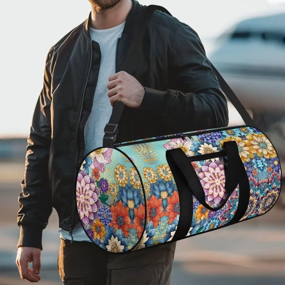 Boatee Hippie Flower Duffel Bag for Women Travel Bag Large Duffle Bag Portable Weekender Handbag Lightweight Luggage Hand Bag Foldie Travel Bag Expandable Hospital Purse for Labor and Delivery