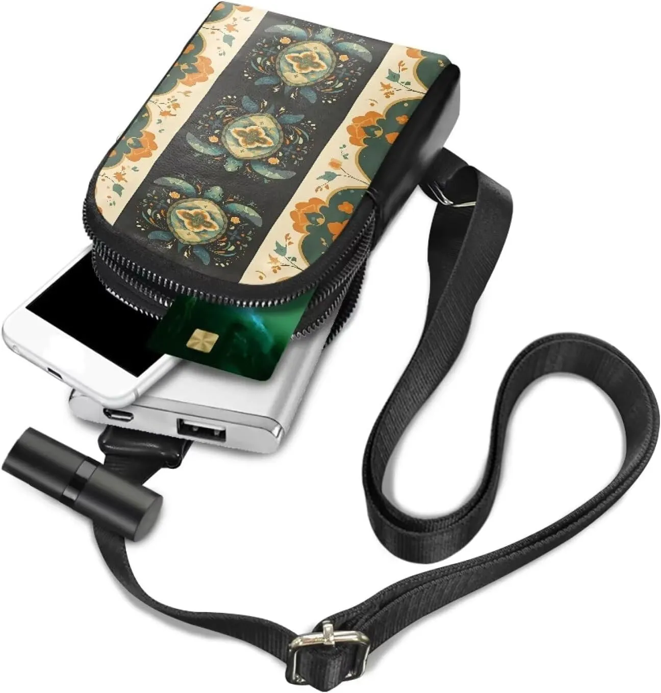 Boho Ethnic Turtle Sling Backpack Hiking Daypack Cross Body Chest Bag, Exotic Sea Turtles Floral Shoulder Bag Fanny Packs Sling Purse for Women