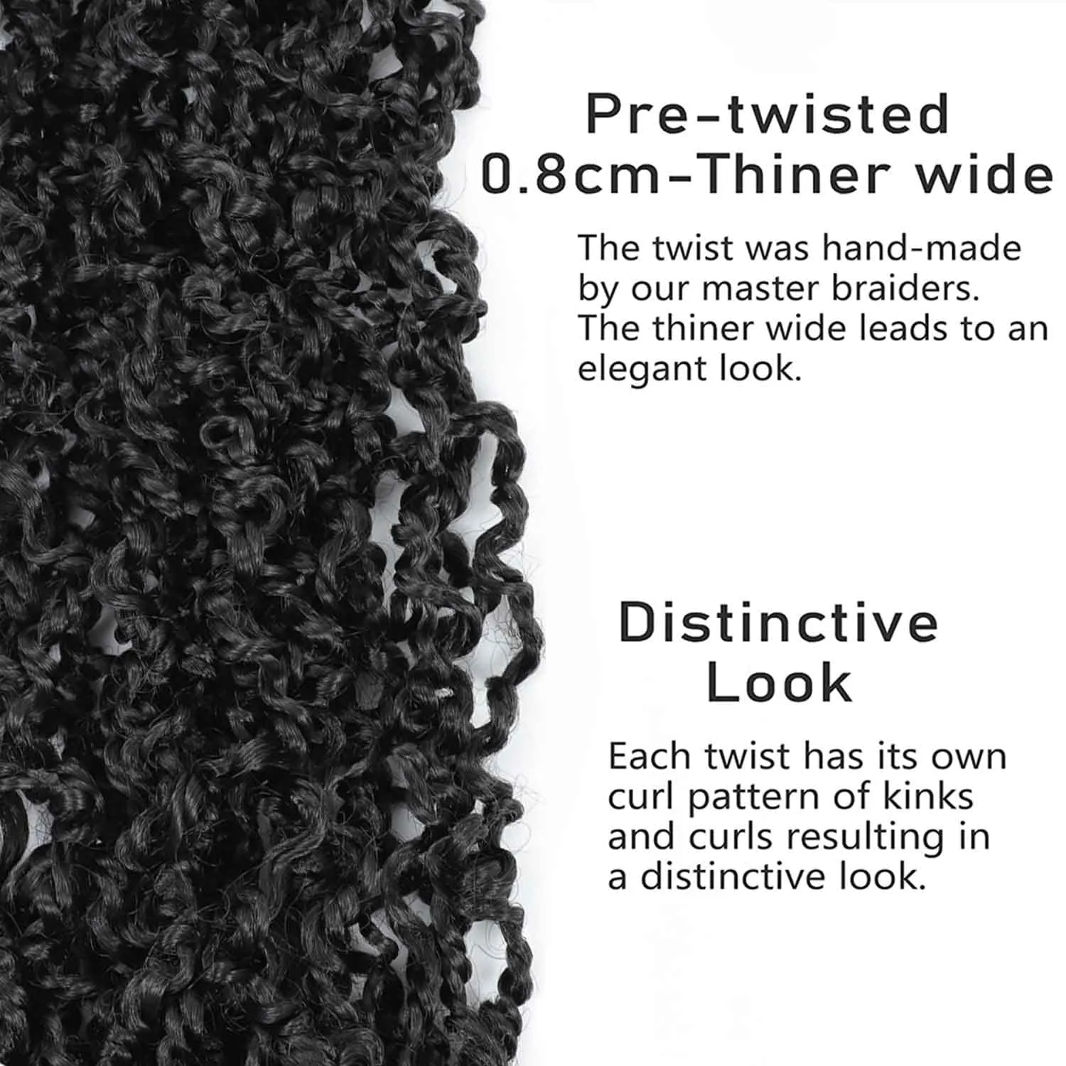 Boho Majesty Twist Crochet Hair 26" - 8 Packs Black Pre Twisted Mini Passion Twist Crochet Hair Curly Senegalese Dreadlocks Extensions Pre-looped Yanky Twist Braids for Women Synthetic