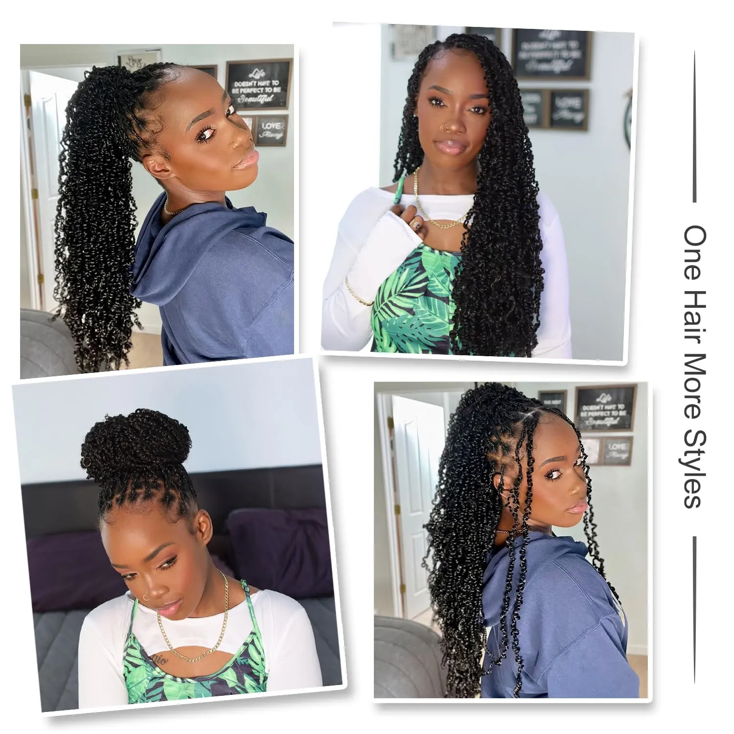 Boho Majesty Twist Crochet Hair 26" - 8 Packs Black Pre Twisted Mini Passion Twist Crochet Hair Curly Senegalese Dreadlocks Extensions Pre-looped Yanky Twist Braids for Women Synthetic