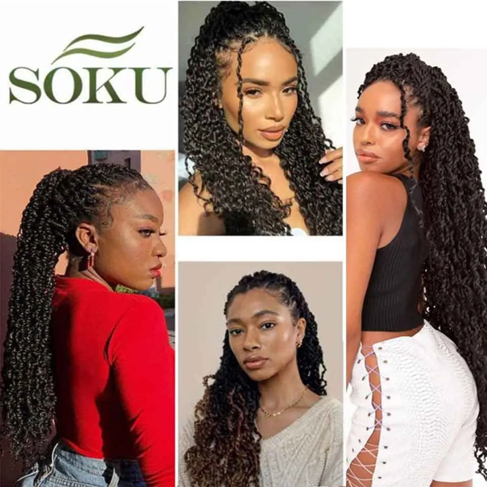 Boho Majesty Twist Crochet Hair 26" - 8 Packs Black Pre Twisted Mini Passion Twist Crochet Hair Curly Senegalese Dreadlocks Extensions Pre-looped Yanky Twist Braids for Women Synthetic