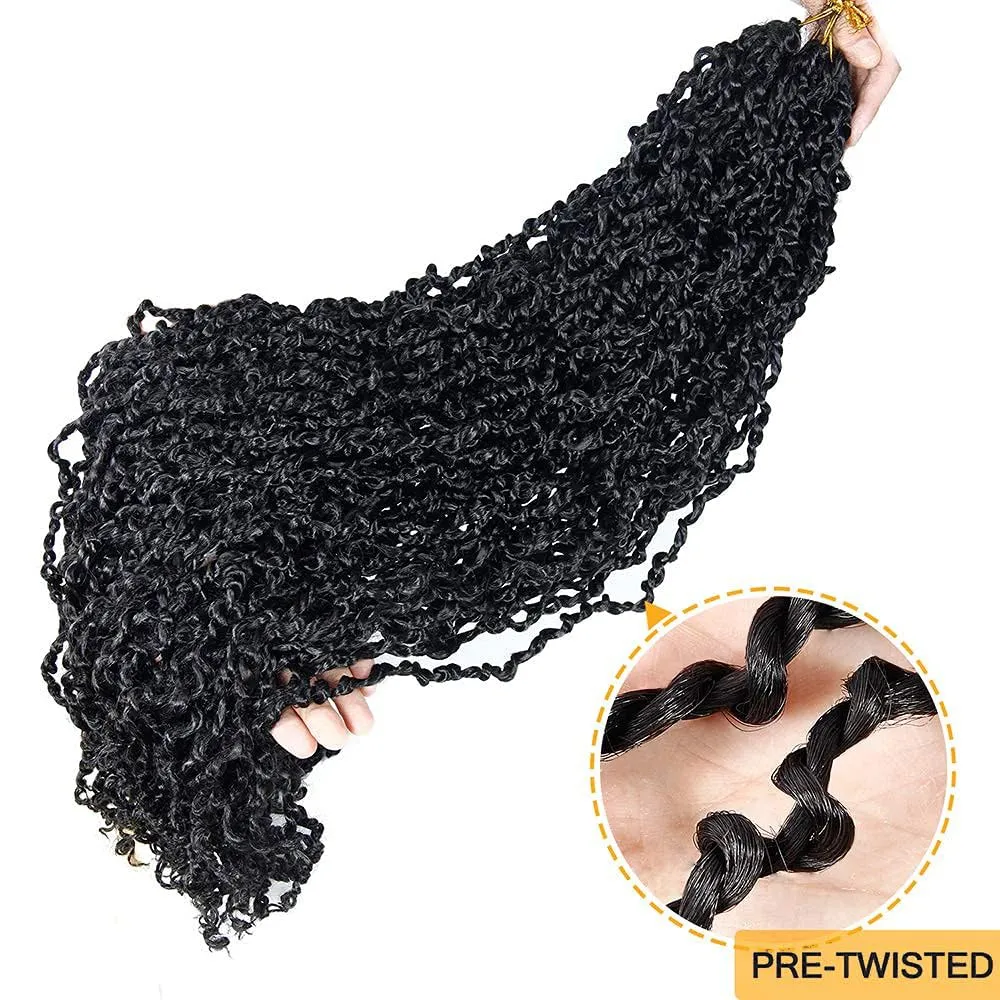 Boho Majesty Twist Crochet Hair 26" - 8 Packs Black Pre Twisted Mini Passion Twist Crochet Hair Curly Senegalese Dreadlocks Extensions Pre-looped Yanky Twist Braids for Women Synthetic