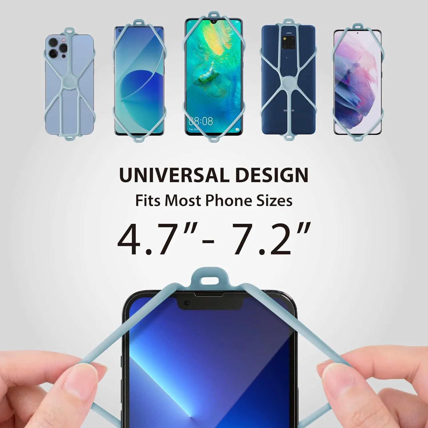 BONE Crossbody Phone Tie 3, Cell Phone Strap with Card Slot & Pocket, Adjustable Silicone Lanyard, Universal Shoulder Phone Holder Compatible with Most Smartphones (Morandi Blue - Card Holder)