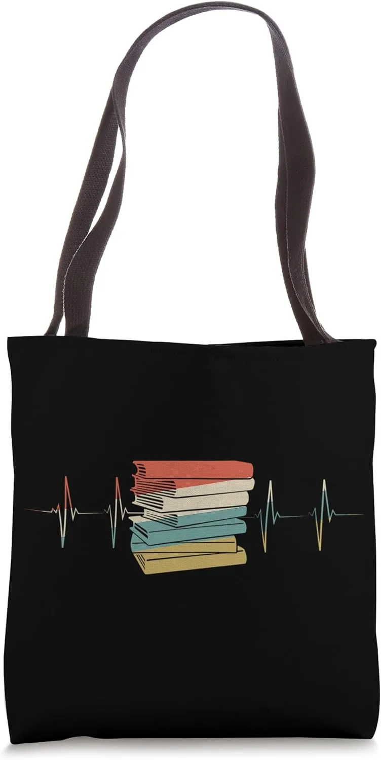 Book Discussion Clubs Heartbeat Retro ECG EKG Tote Bag