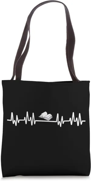 book heartbeat reading lover books readers pulse frequency Tote Bag