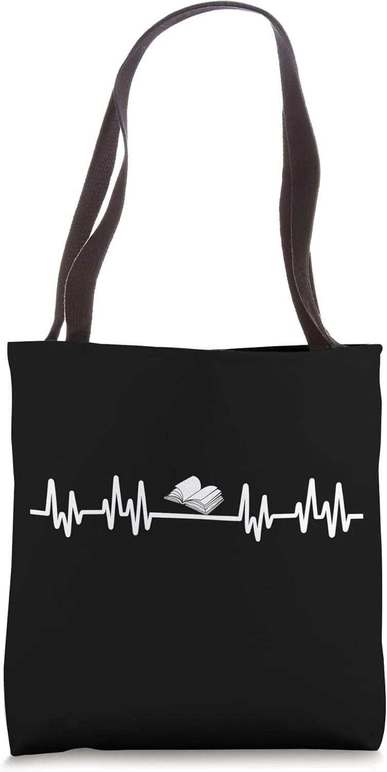 book heartbeat reading lover books readers pulse frequency Tote Bag