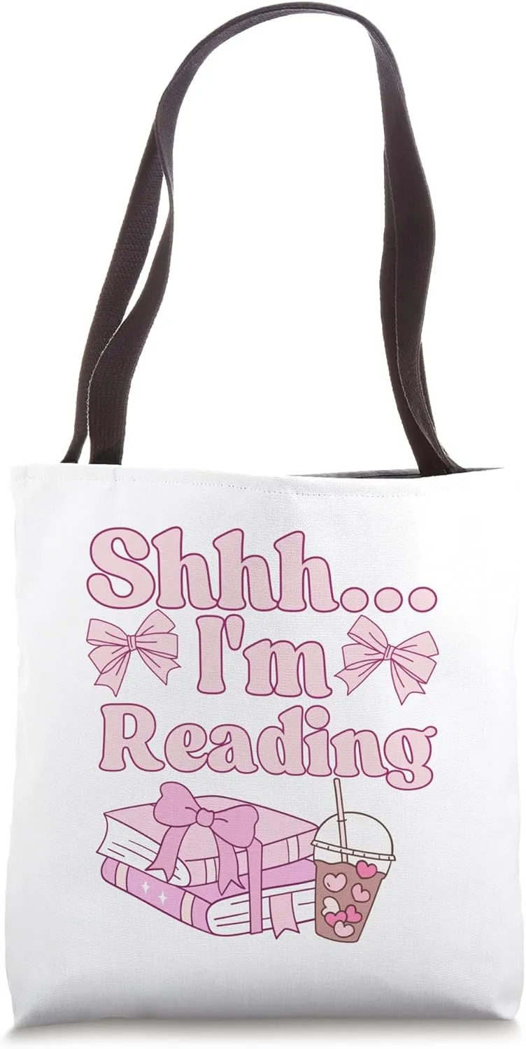 Book Lover Shh I'm Reading Tee Tote Bag