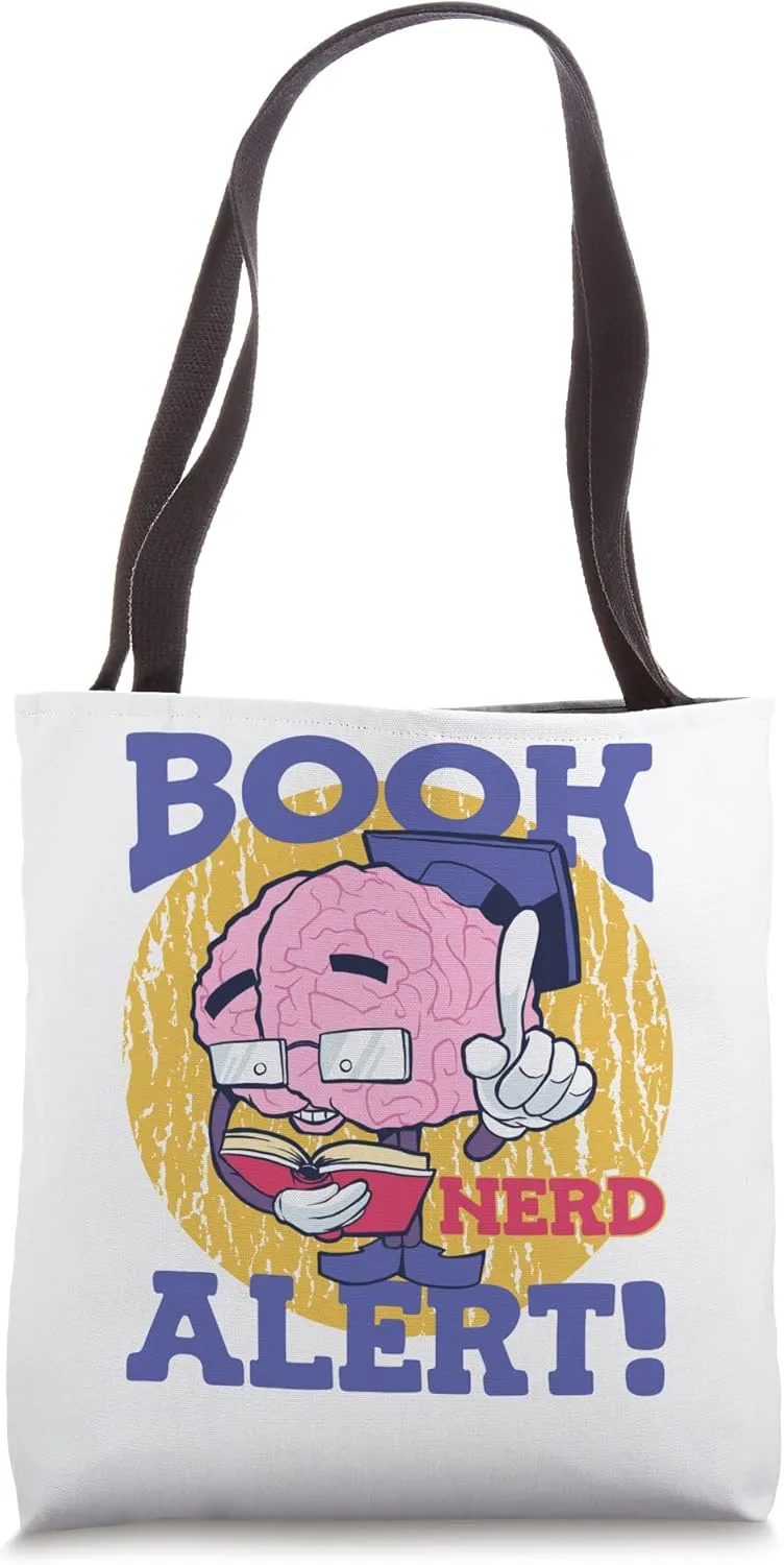 Book Nerd Alert Brain Reader Bookworm World Book Day Tote Bag