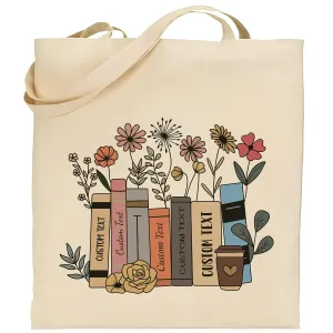 Bookish Gift for Book Lovers, Canvas Book Tote Bag for Women, Cute Tote Bag For Librarian and Teacher, Reusable Library Bags, Personalized Sturdy Bag For Books, Aesthetic Reading Accessories
