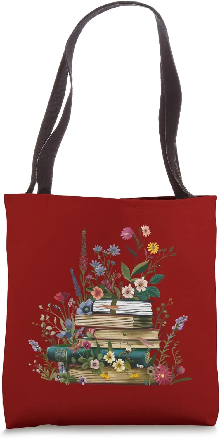 Books and Wildflowers for Book Lovers Tote Bag