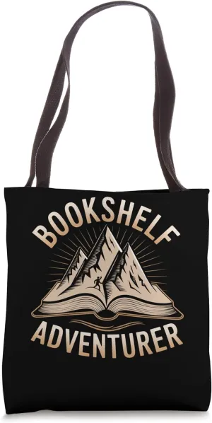 Bookshelf Adventurer Open Book Mountains Tote Bag